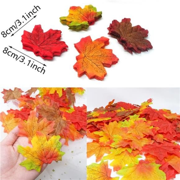 200PCS 8cm/3.1inch Assorted Color Artificial Maple Leaves Fall Leaves Weddings - Picture 6 of 7